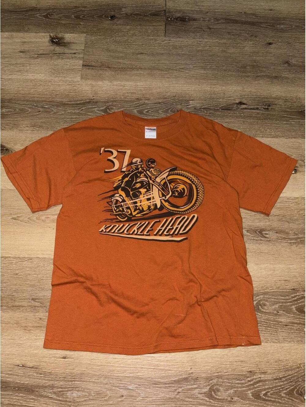 Knucklehead ’37 Vintage Motorcycle Graphic T-Shirt – Burnt Orange – Medium